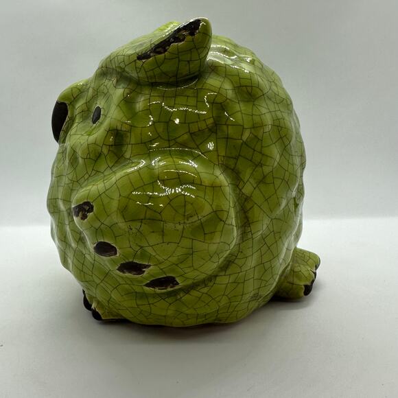 Vintage Green Crackle Glaze Barn Owl Figurine Rustic Country Home Decor 5" - Picture 4 of 6